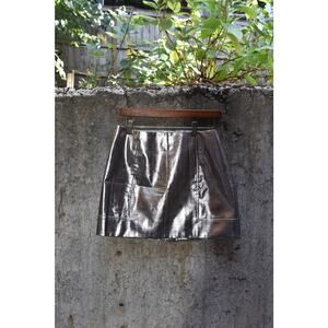 Mistress Rocks Metallic Silver Faux Leather Mini Skirt – Size L